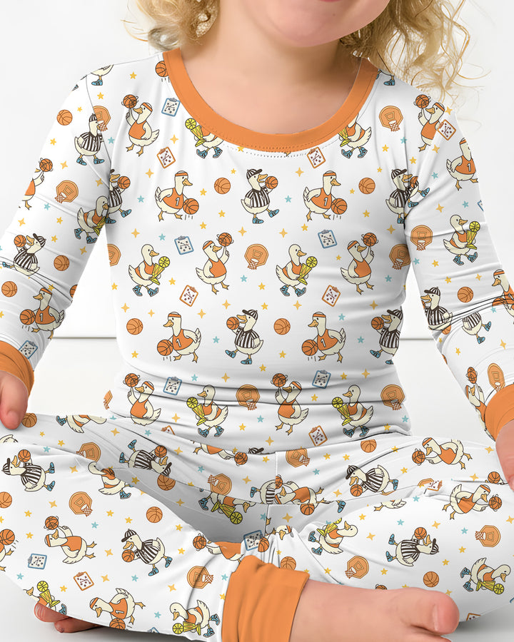 Silly Goose Playing Basketball Bamboo Two Piece Long Sleeve Pajama Set
