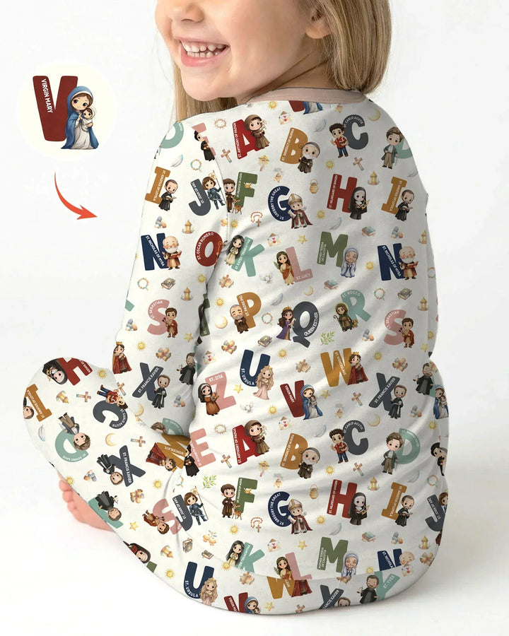 Catholic Saint ABCs Two Piece Long Sleeve Pajama Set