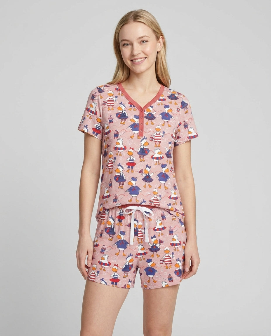 Freedom Floaties Family Matching Bamboo Women Short Sleeve Short Pajama Set