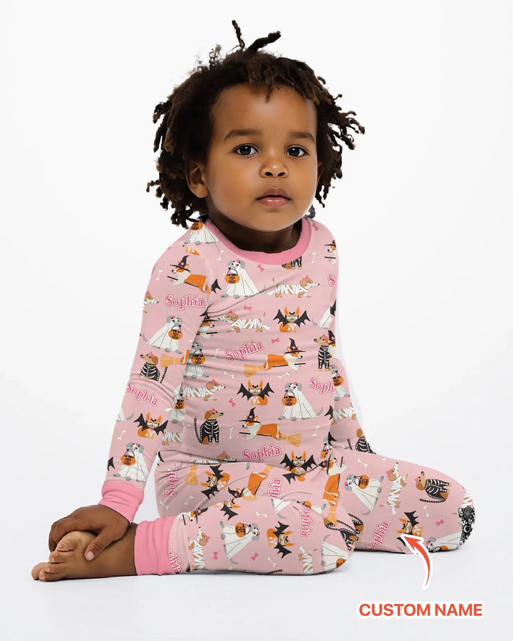 Halloween Dog Bamboo Two Piece Long Sleeve Pajama Set
