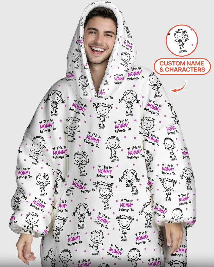 Custom Name "This Mommy Belongs To" Doodle Bamboo Blanket Hoodie