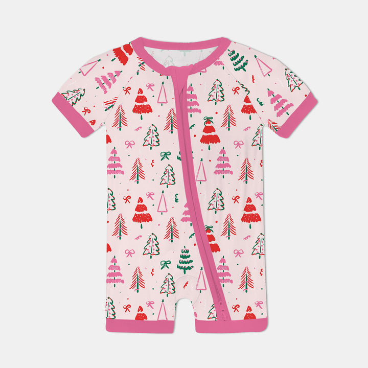 Pink Christmas Tree Farm Shorty Zippy