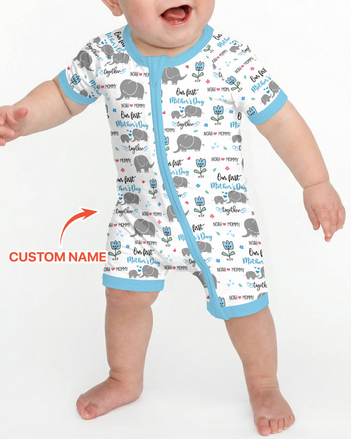 Custom Name Elephant Our First Mother's Day Shorty Zippy