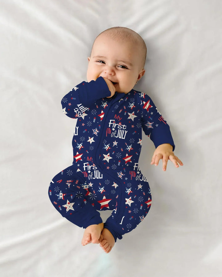 My First 4th of July Star Striped  Bamboo Convertible Zippy