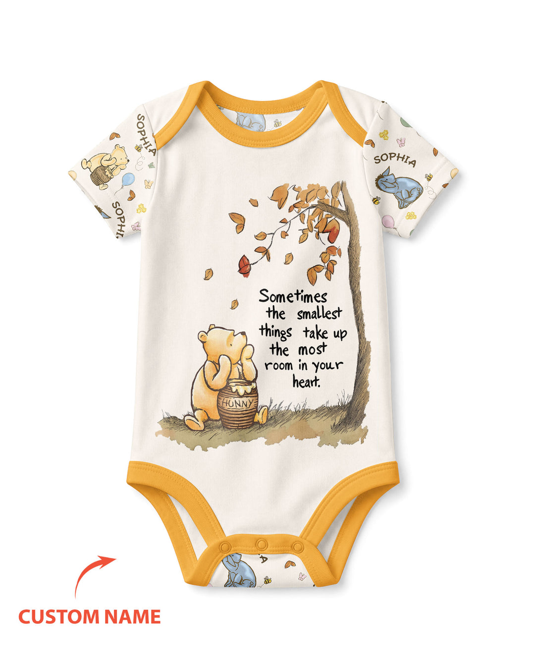 Little Things, Big Love Classic Bear Custom Name Bamboo Bodysuit