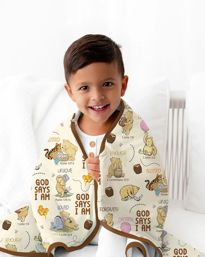 God Says I Am Little Blessings Bamboo Blanket