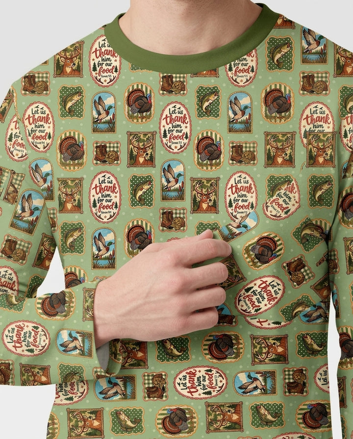 Hunting Let Us Thank Him For Our Food Bamboo Men's Pajama Set