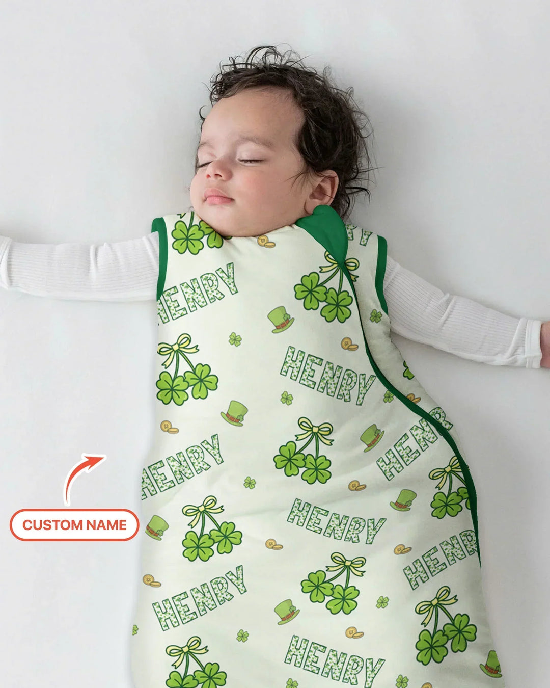 Custom Name Lucky Little Shamrock Sleep Bag