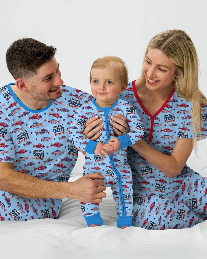 Stars and Stripes Fish Bamboo Men's Pajama Set