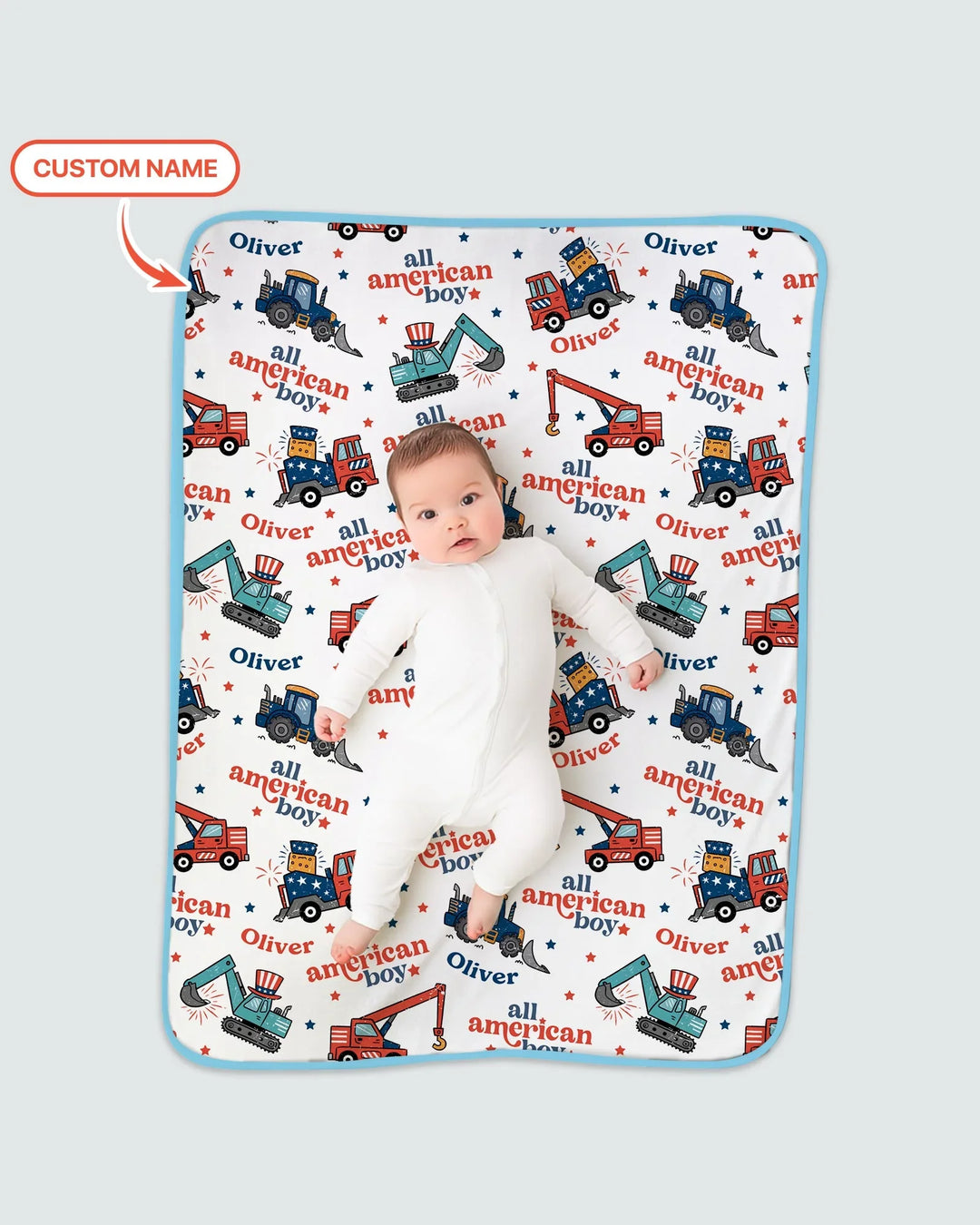 Custom Name All-American Boy Bamboo Blanket