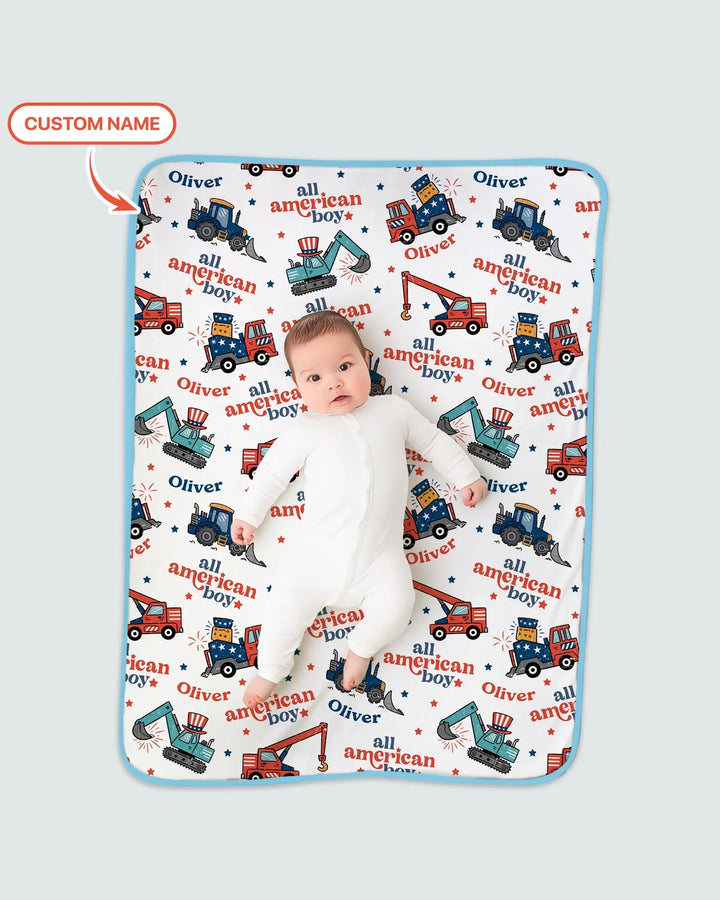 Custom Name All-American Boy Bamboo Blanket