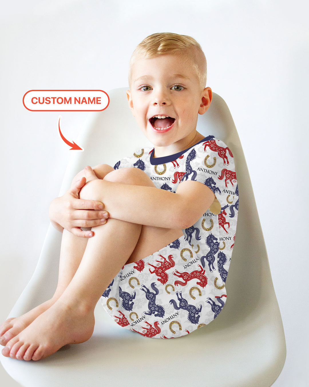 Zweiteiliges Pyjama-Set mit kurzen Ärmeln und Shorts im Sommer-Design