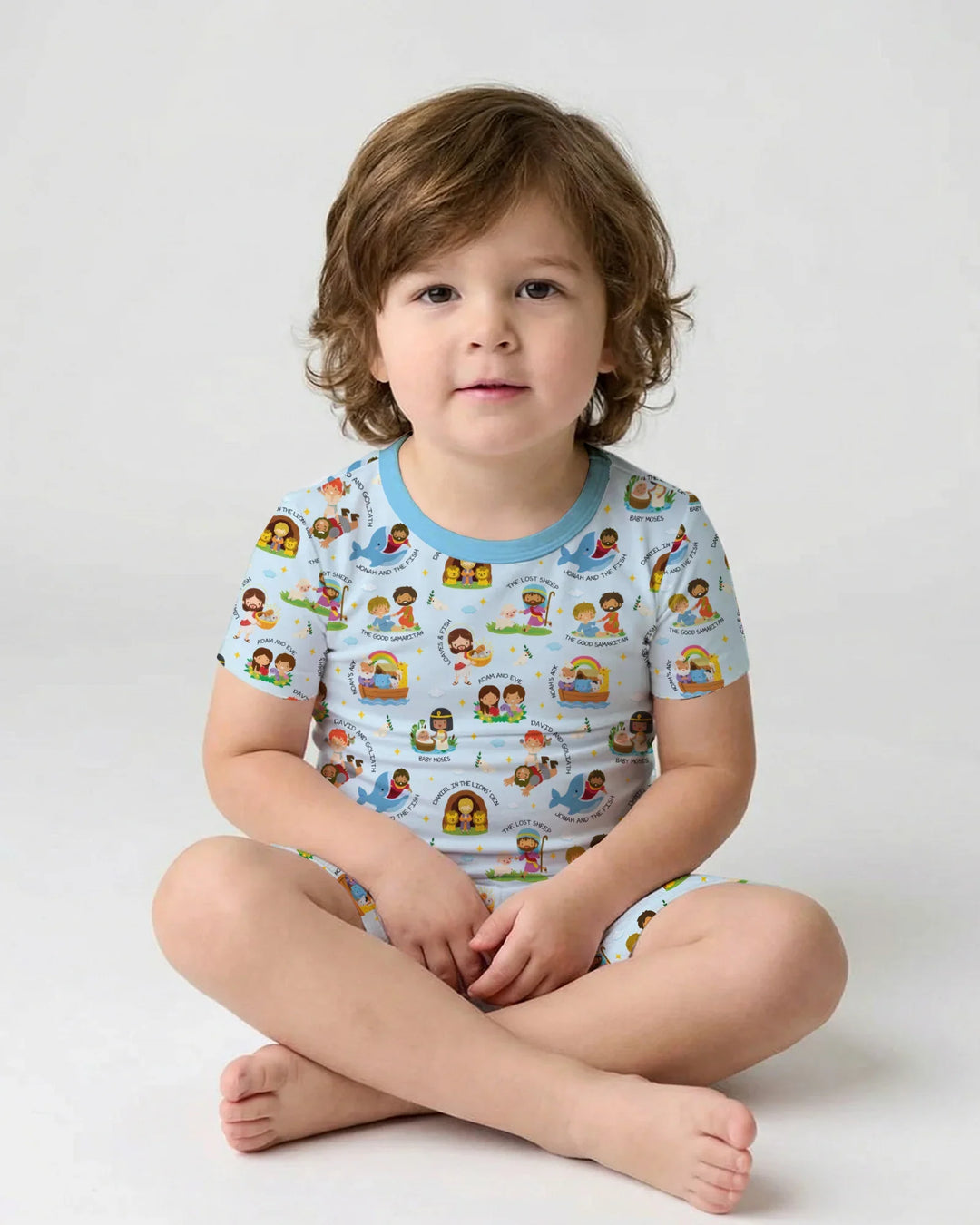 Bible Stories Two Piece Short Sleeve Shorts Pajama Set