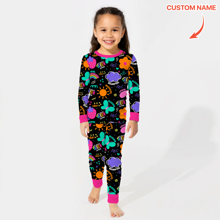 Custom Name Little Melanin Queen Long Sleeve Pajama Set