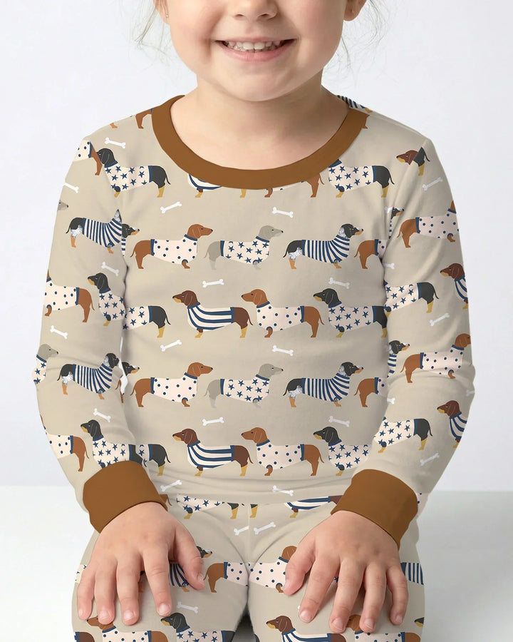 Cute Wieners Two Piece Long Sleeve Pajama Set