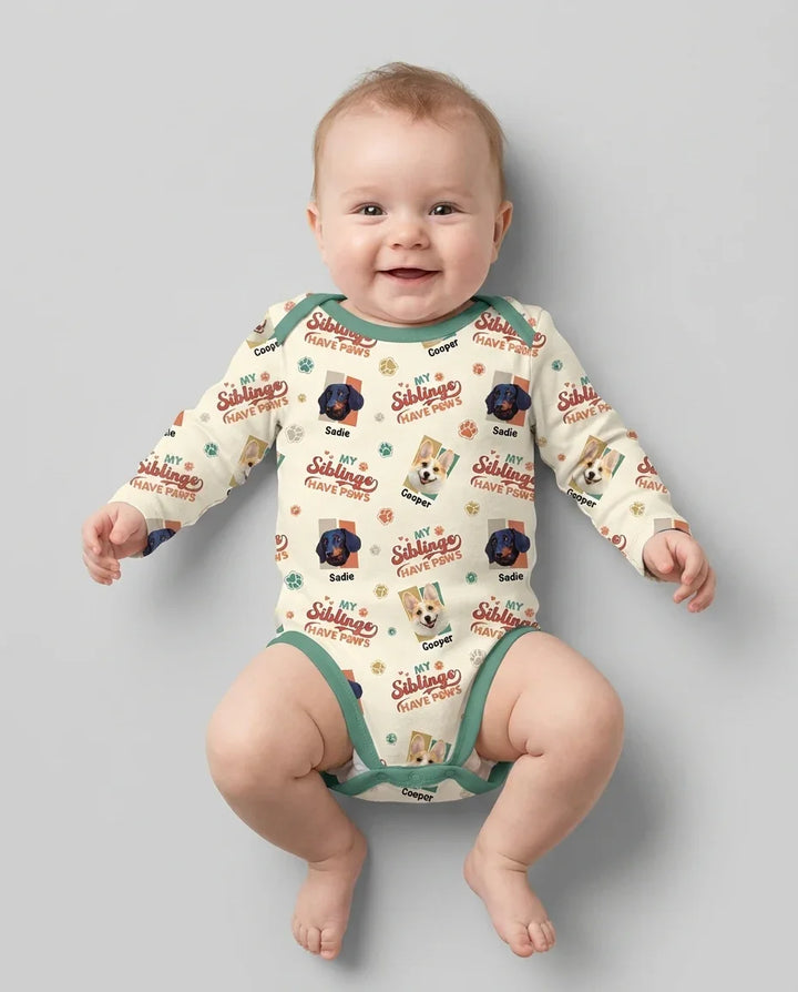 Custom Dog Photos "My Siblings Have Paws" Bamboo Bodysuit