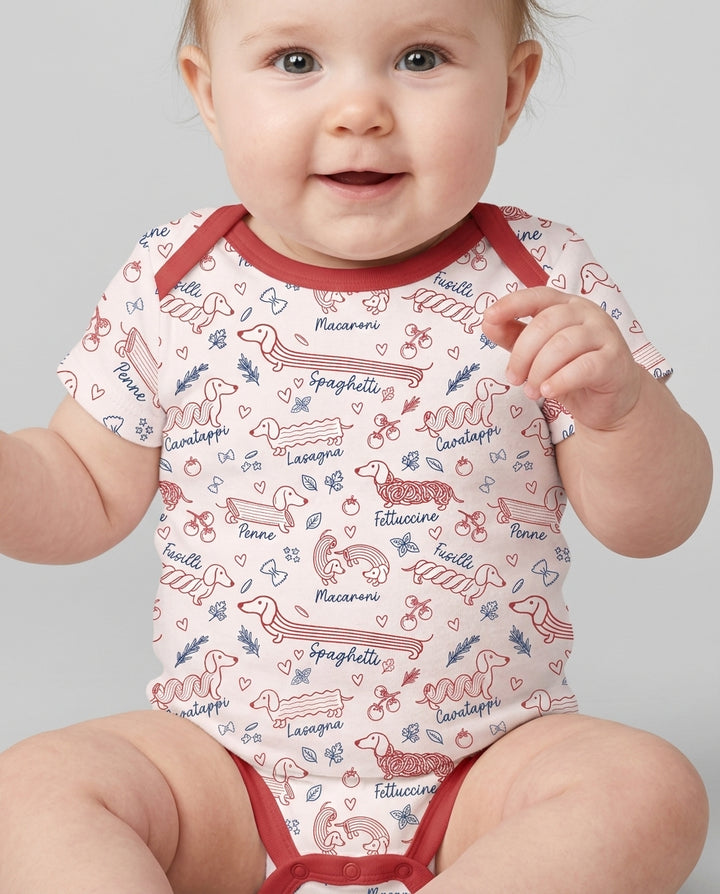 Funny Dachshund Pasta Pups Bamboo Bodysuit