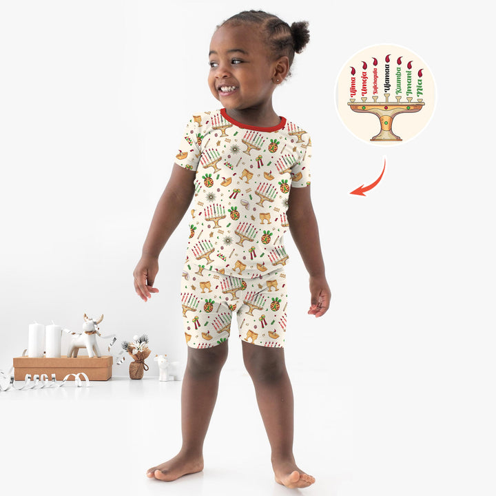 Happy Kwanzaa Two Piece Short Sleeve Shorts Pajama Set