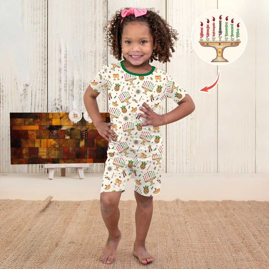 Happy Kwanzaa Two Piece Short Sleeve Shorts Pajama Set