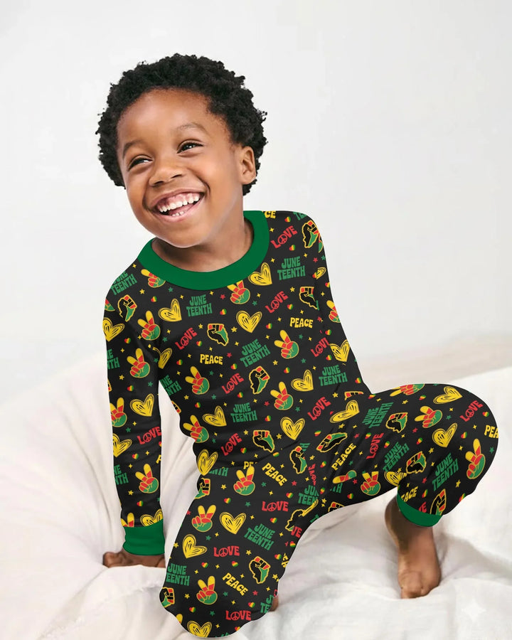 Peace Love Juneteenth Bamboo Two Piece Long Sleeve Pajama Set