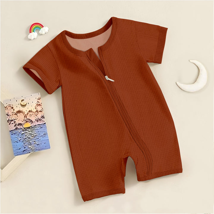 Rust Brown Ribbed Bamboo Baby Clothing – Warm and Earthy