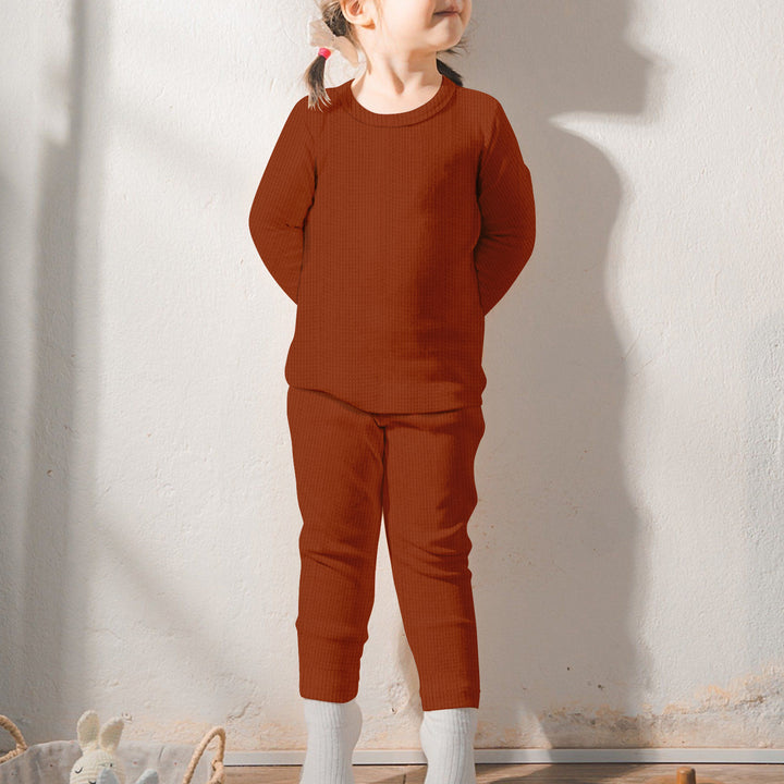 Rust Brown Ribbed Bamboo Baby Clothing – Warm and Earthy