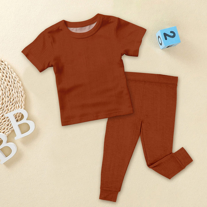 Rust Brown Ribbed Bamboo Baby Clothing – Warm and Earthy