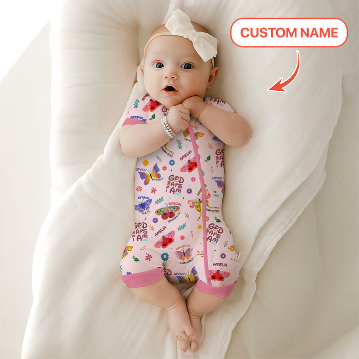 Custom Name God says I am Butterfly Shorty Zippy