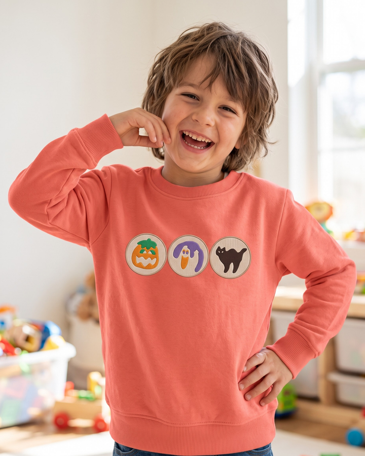 Spooky Biscuits Embroidered Bamboo Crewneck Sweatshirt