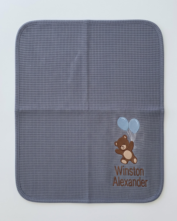 Personalized Dream Bear Embroidered Waffle Bamboo Blanket