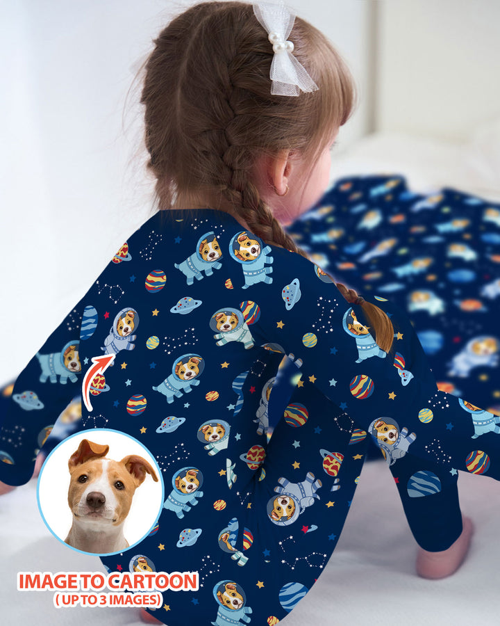 Astronaut Custom Pet Image Family Matching Bamboo Convertible Zippy