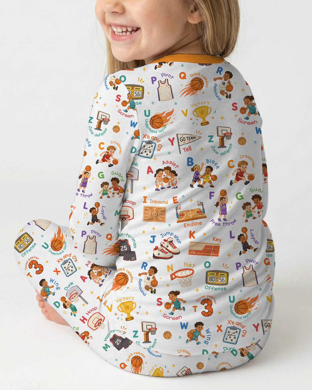 Basketball Alphabet Bamboo Two Piece Long Sleeve Pajama Set