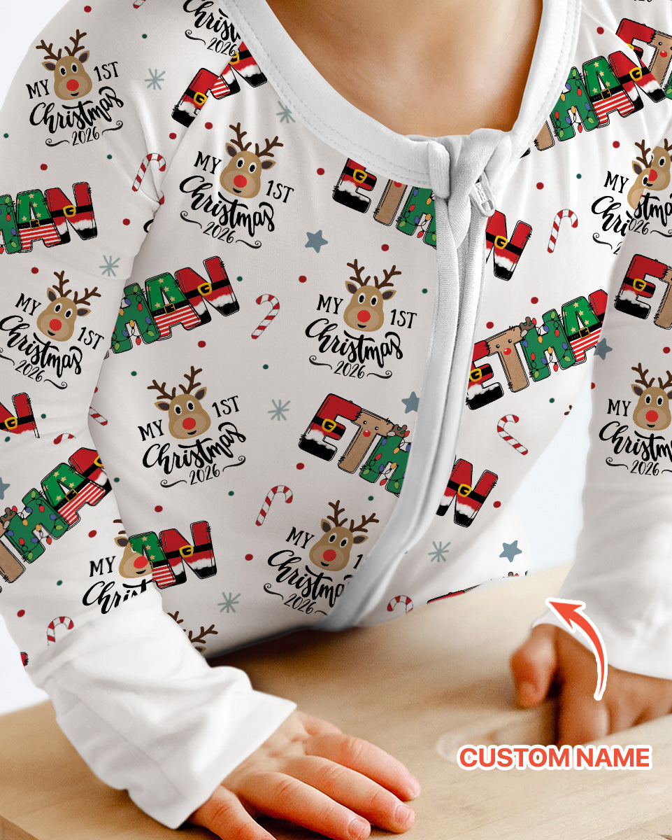 Custom Name My First Christmas 2026 Bamboo Convertible Zippy (G)
