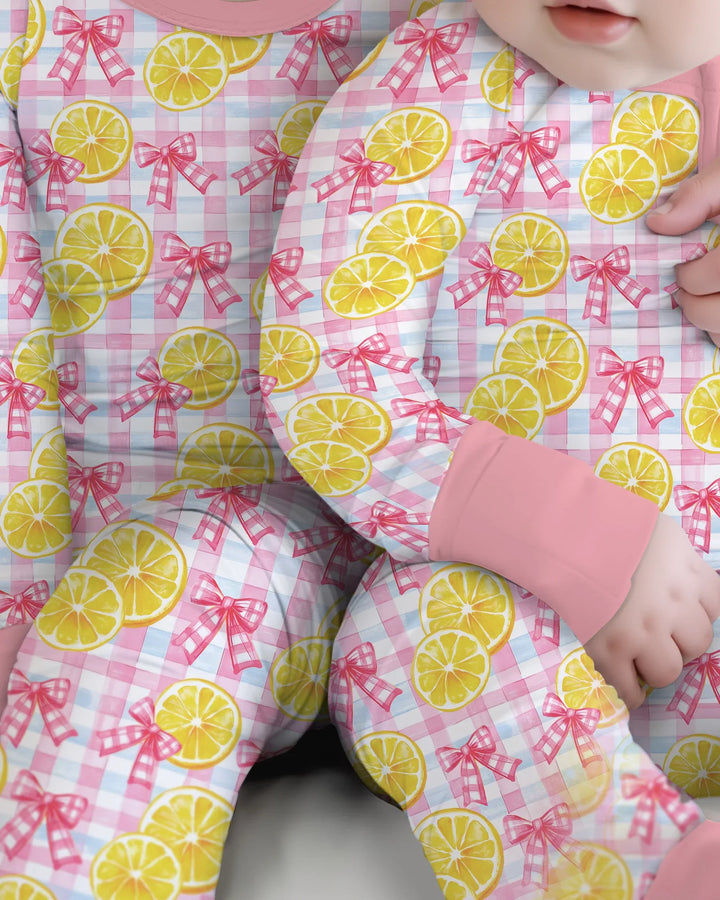 Pink Lemons Bows Checkered Bamboo Convertible Zippy