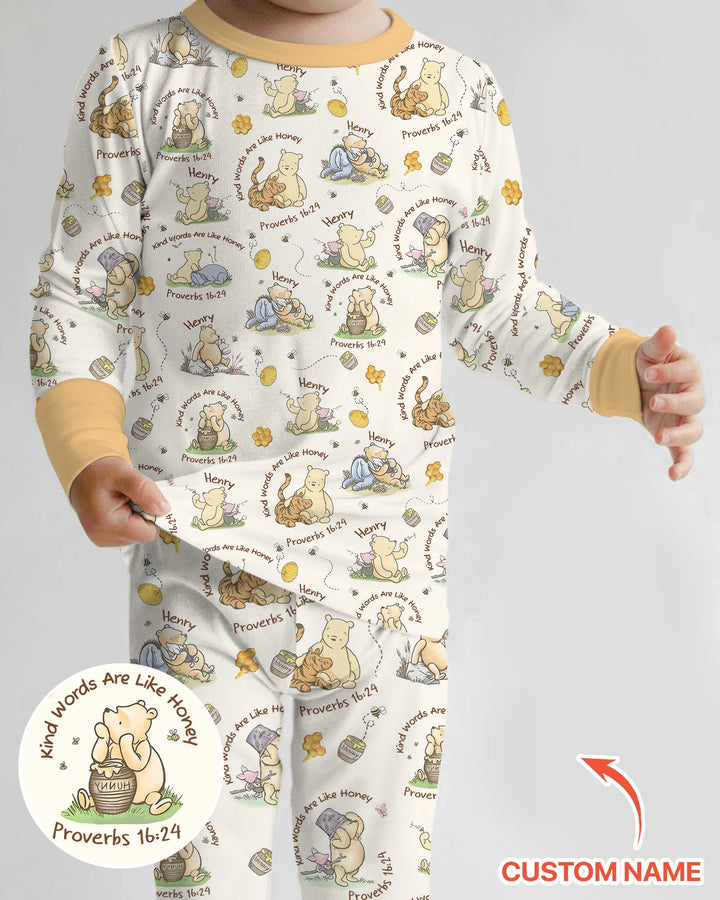 Kind Words Are Like Honey Custom Name Bamboo Two Piece Long Sleeve Pajama Set
