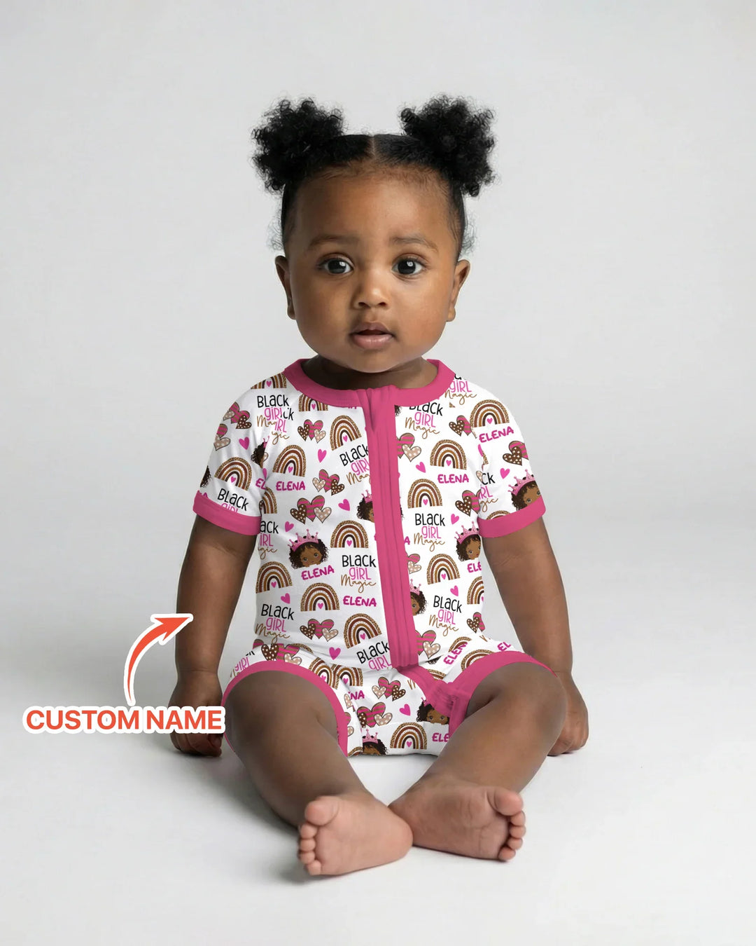 Custom Name Black Girl Magic Bamboo Shorty Zippy