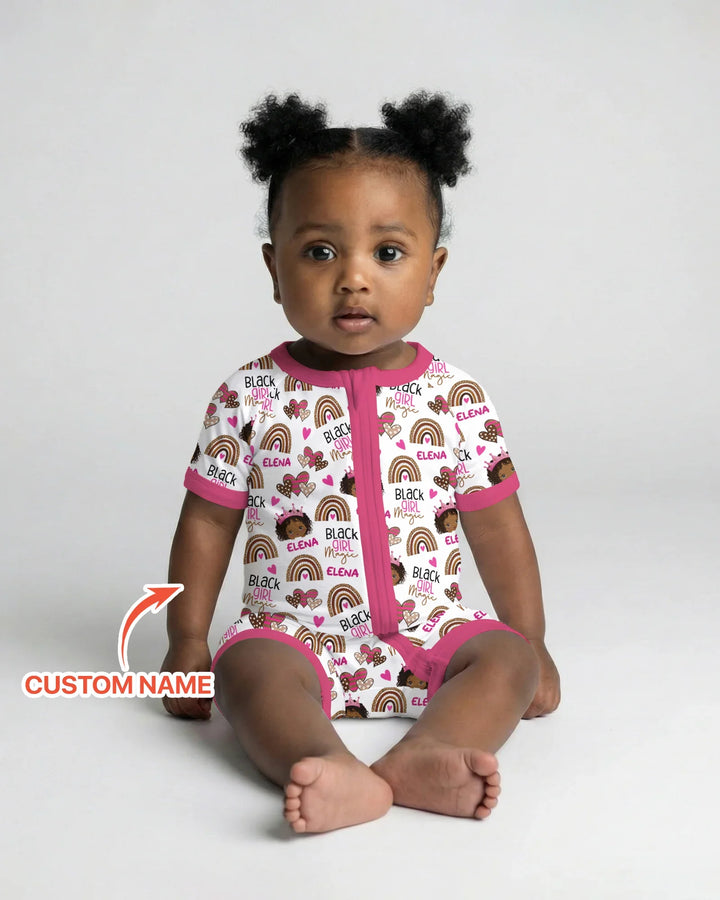 Custom Name Black Girl Magic Bamboo Shorty Zippy