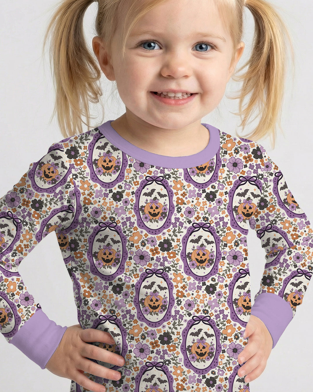 Pumpkin Cameo Garden Bamboo Two Piece Long Sleeve Pajama Set