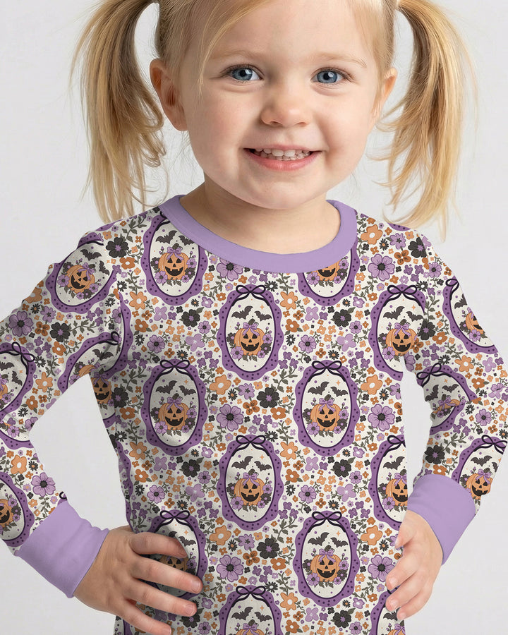 Pumpkin Cameo Garden Bamboo Two Piece Long Sleeve Pajama Set