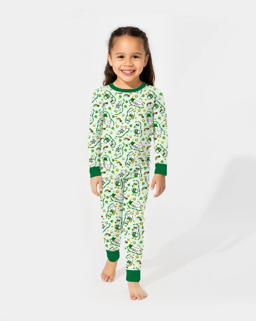 St. Patrick's Day Silly Goose Two Piece Long Sleeve Pajama Set