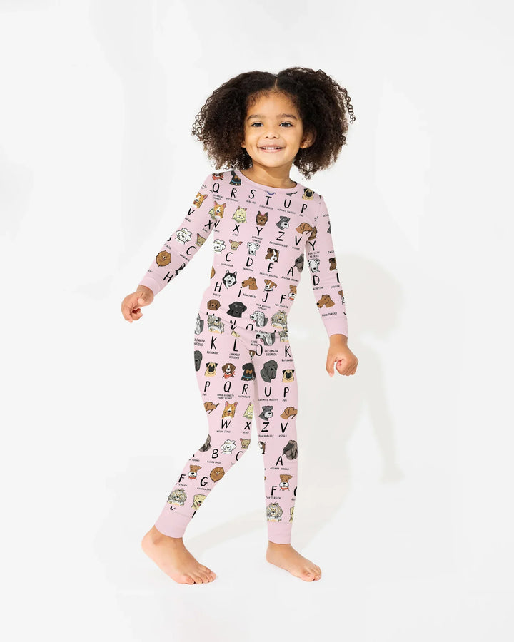 Funny Dogs Alphabet Two Piece Long Sleeve Pajama Set