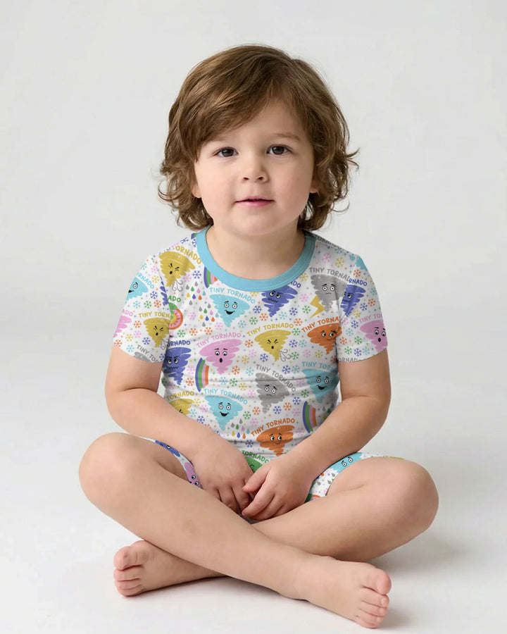 Tornado Family Matching Bamboo Two Piece Short Sleeve Shorts Pajama Set