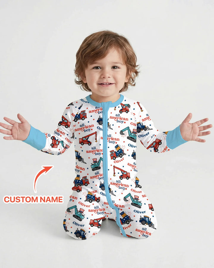 Custom Name All-American Boy Bamboo Convertible Zippy