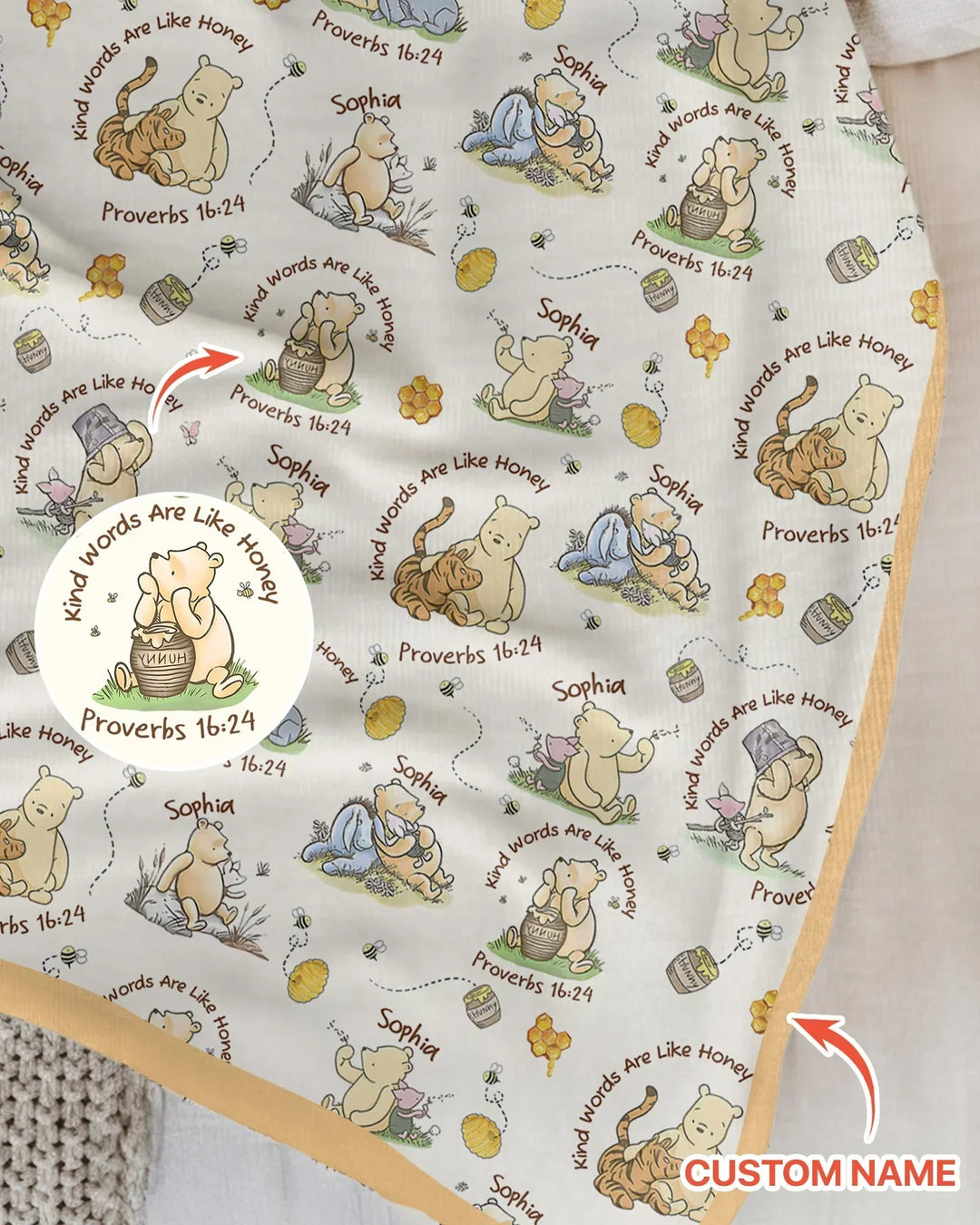 Kind Words Are Like Honey Custom Name Bamboo Blanket