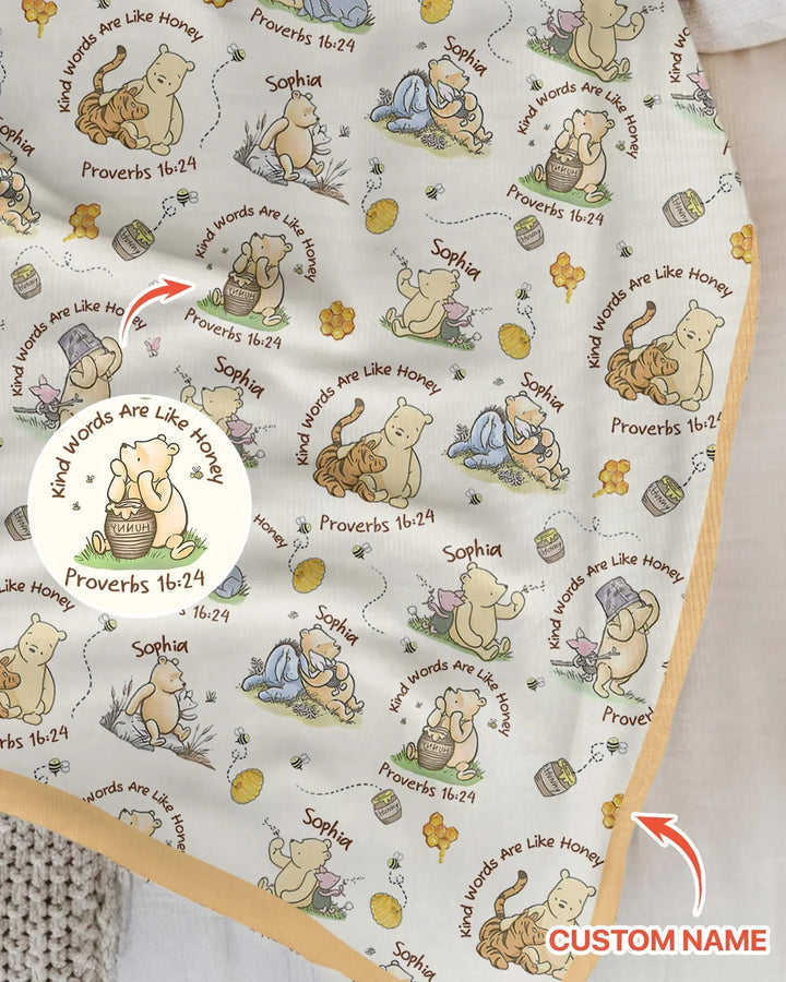 Kind Words Are Like Honey Custom Name Bamboo Blanket