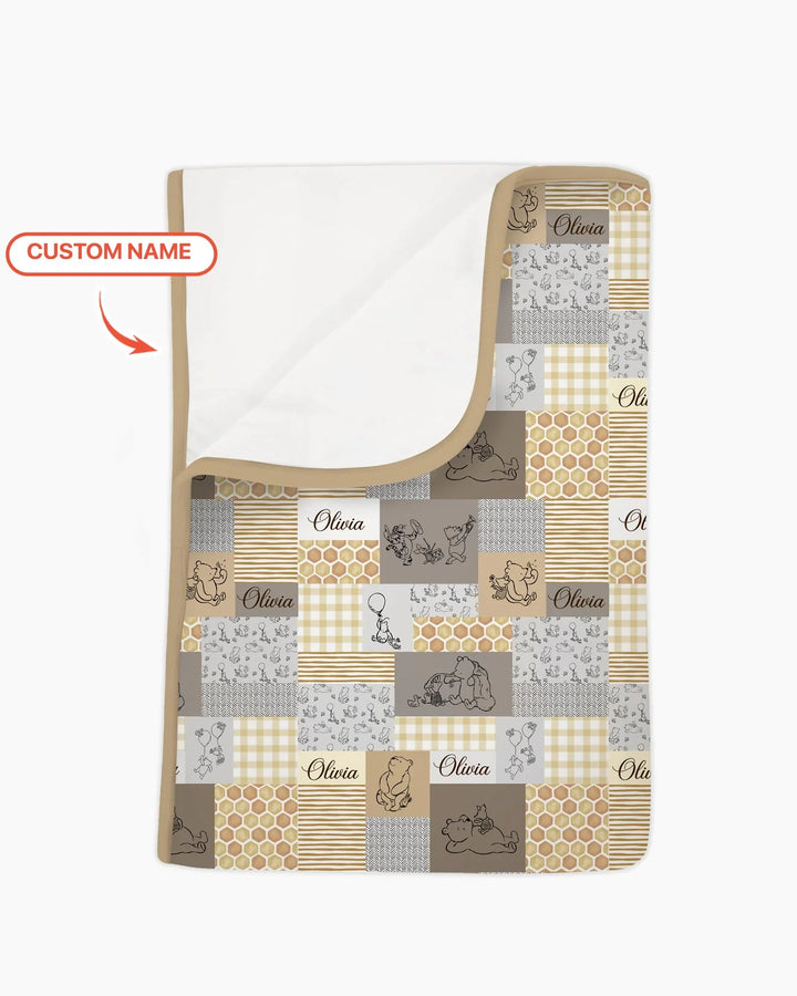 Personalized Classic Bear Patchwork Bamboo Blanket