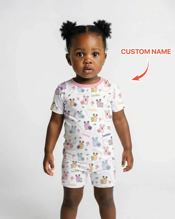 Custom Name Snailed it! Bamboo Two Piece Short Sleeve Shorts Pajama Set