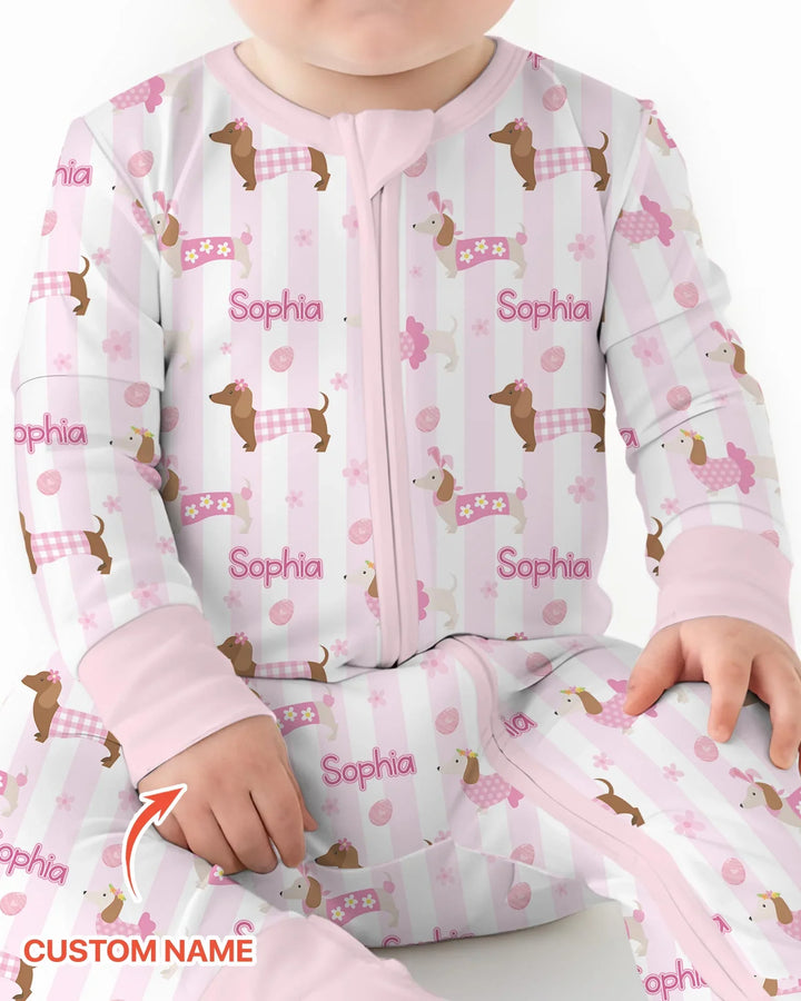 Custom Name Easter Dachshunds Family Matching Convertible Zippy