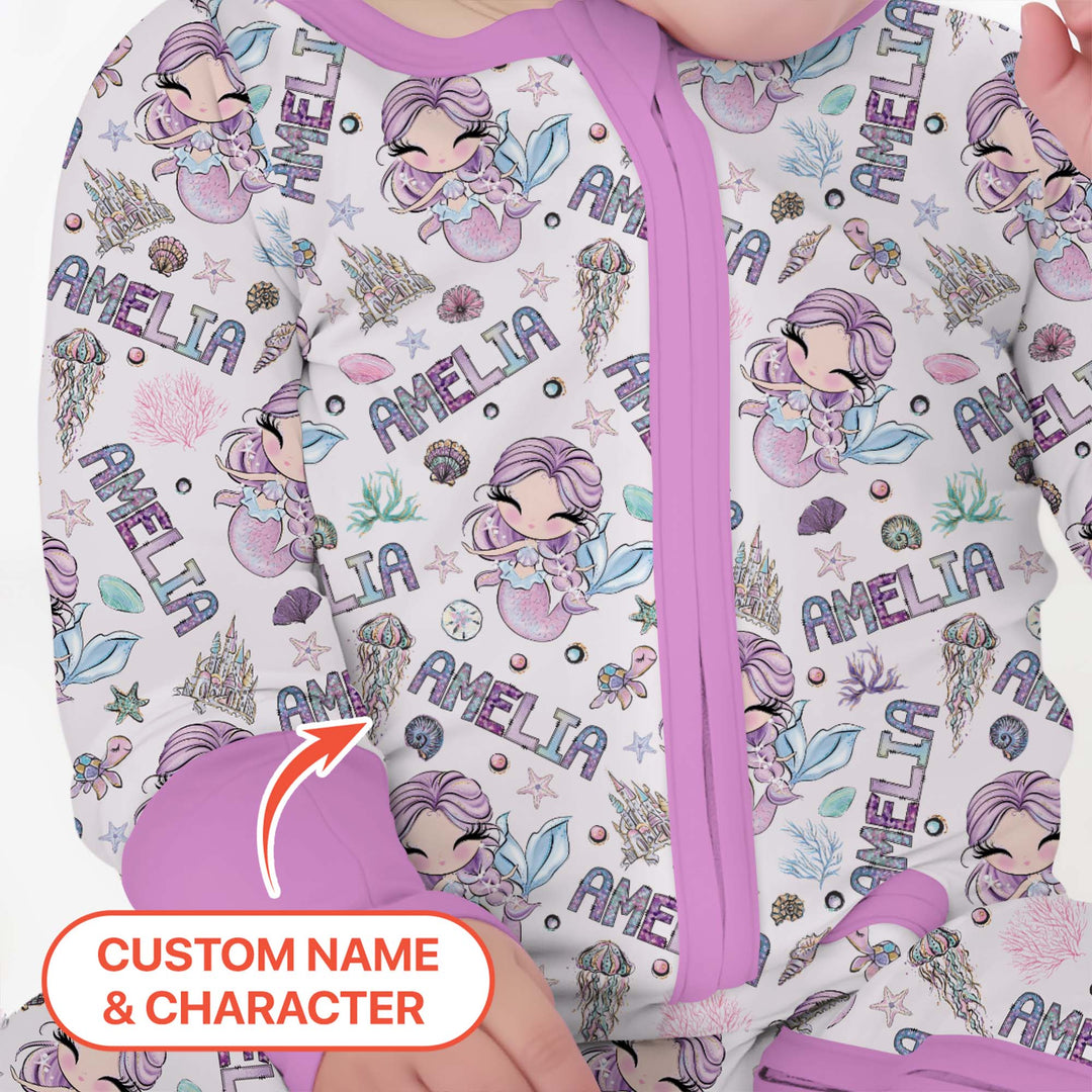 Custom Name Doodle Little Mermaid Convertible Zippy