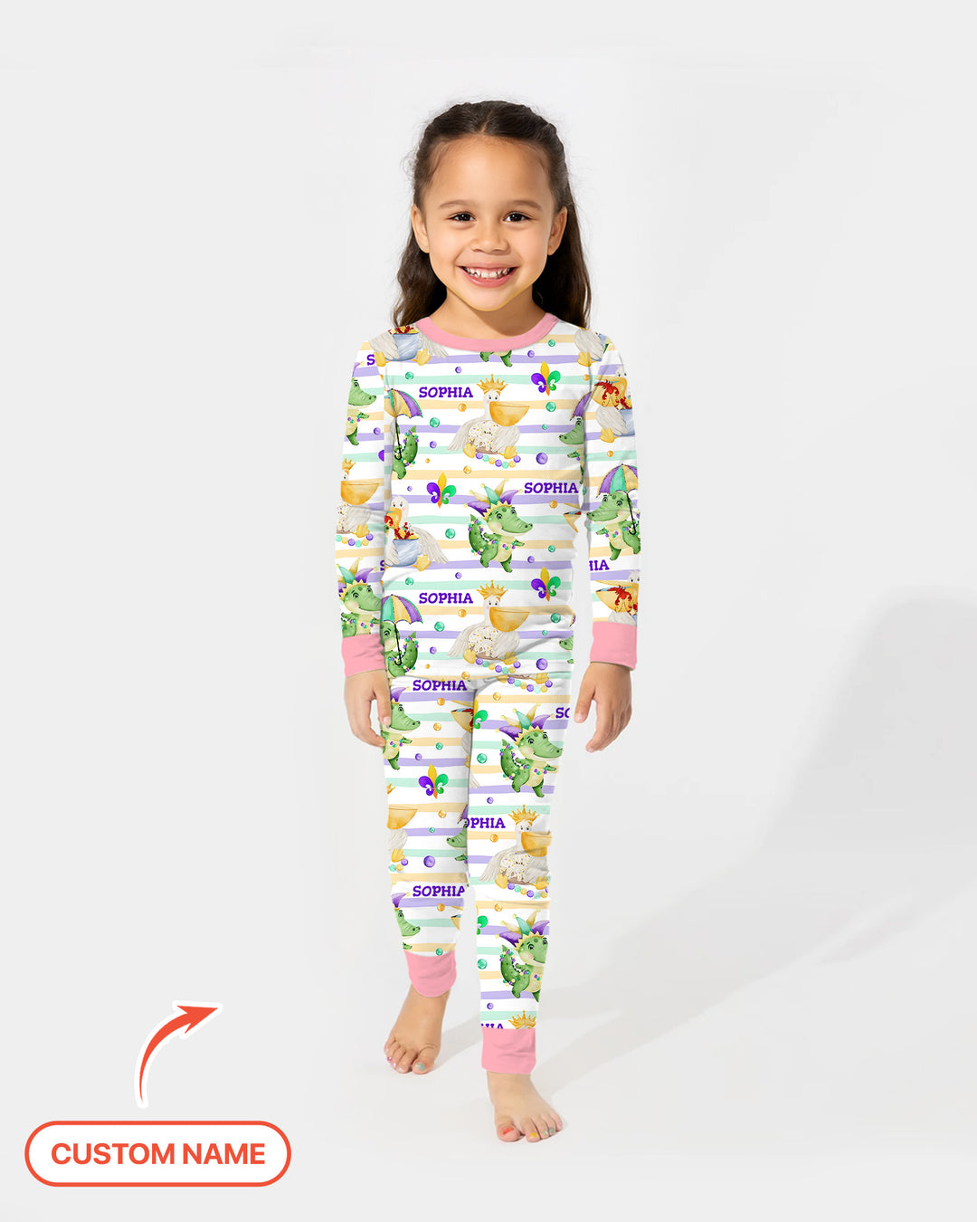 Happy Mardi Gras Adventure Family Matching Two Piece Long Sleeve Pajama Set